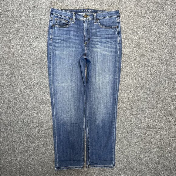 SPANX Denim - Spanx The Slim-X Casual Cuffed Jeans Womens Size 29 Medium Wash Denim Stretch